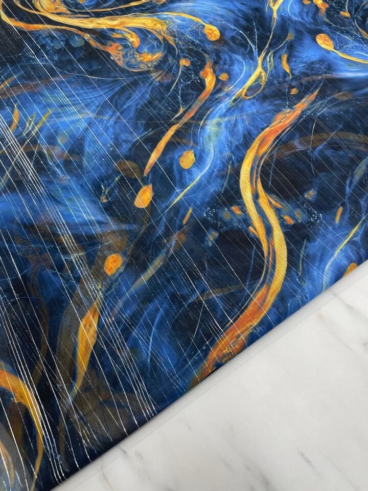 Desenli Simli Şifon Elbise Etek Gömlek Şal