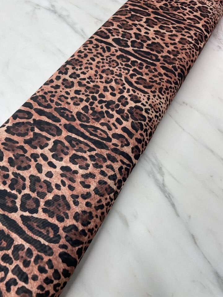 Leopar Desen Elbiselik Şifon Kumaş