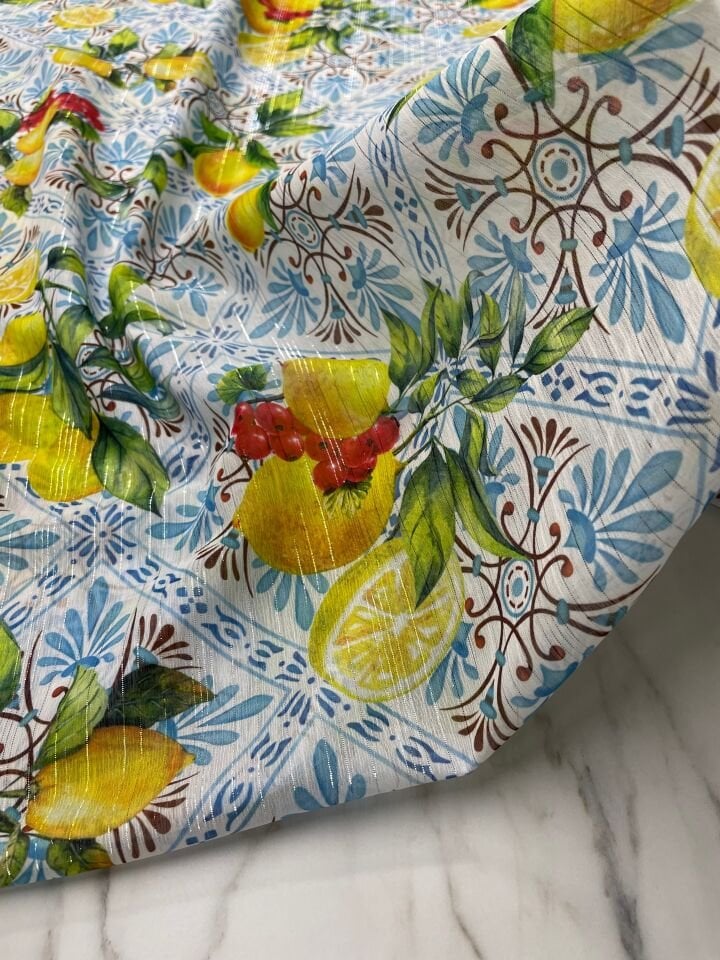 Desenli Simli Şifon Elbise Etek Gömlek Şal