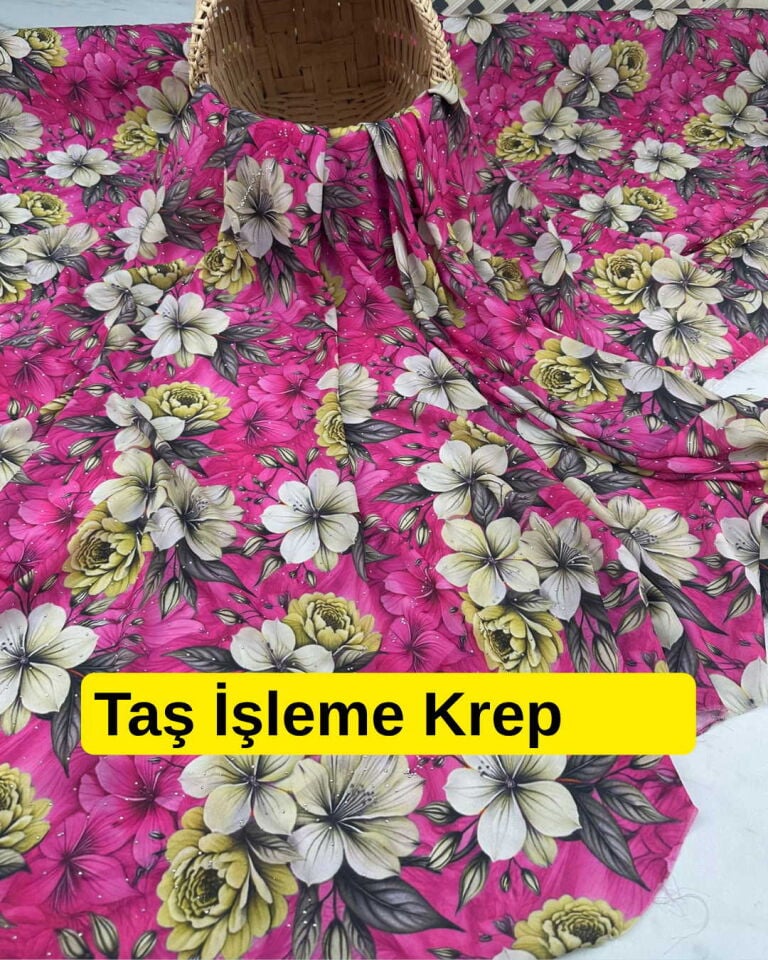 Dijital Baskı Taş İşleme Krep Kumaş Yumuşak Dökümlü