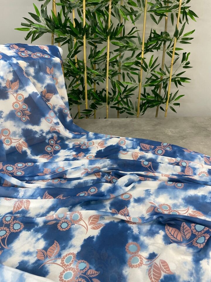 Çiçek Desen Elbiselik Şifon Kumaş