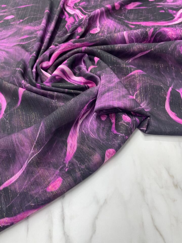 Desenli Simli Şifon Elbise Etek Gömlek Şal