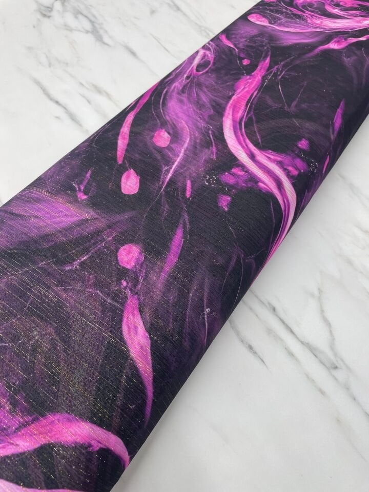 Desenli Simli Şifon Elbise Etek Gömlek Şal