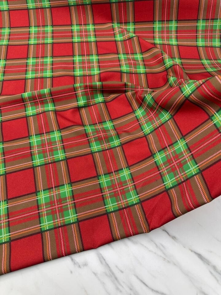 İskoç Desen Elbiselik Pantolonluk Likralı Dabıl Krep