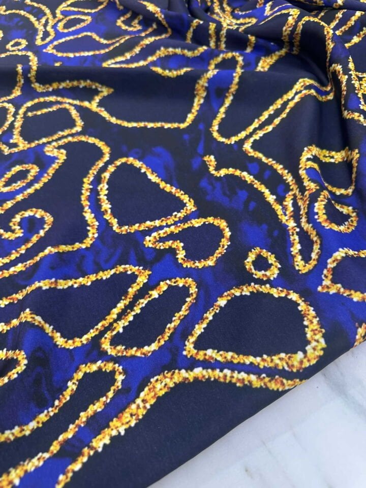 Nevaro Desen Dijital Baskı İpek Saten Kumaş