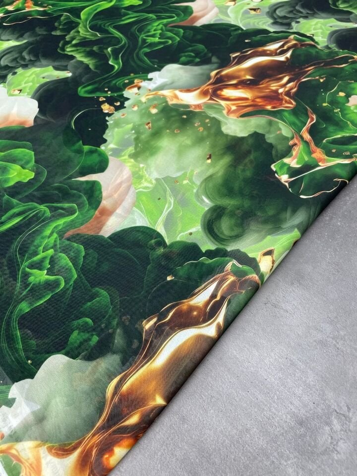 Yeşil Verona Desen Elbiselik Şifon Kumaş