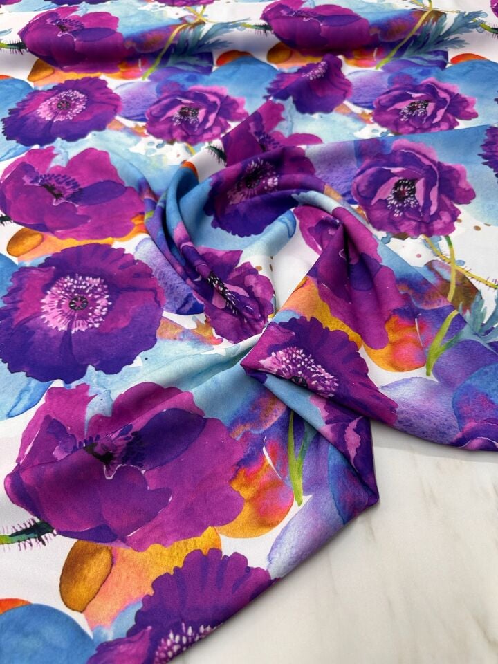 Desenli Krep Kumaş Elbise Etek Gömlek Şalvar