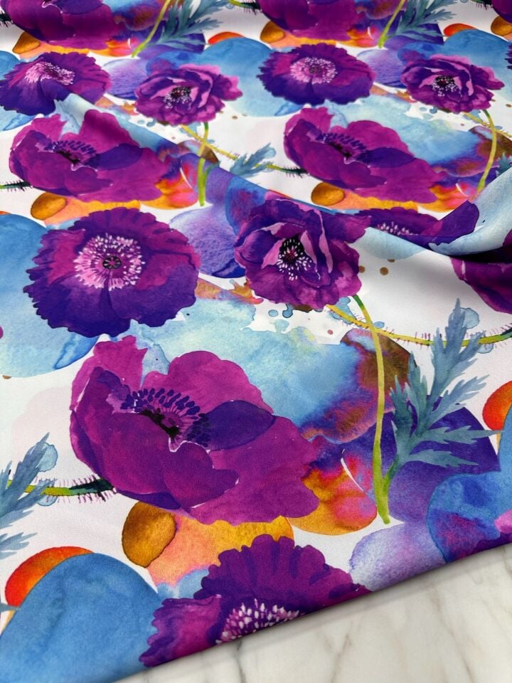 Desenli Krep Kumaş Elbise Etek Gömlek Şalvar