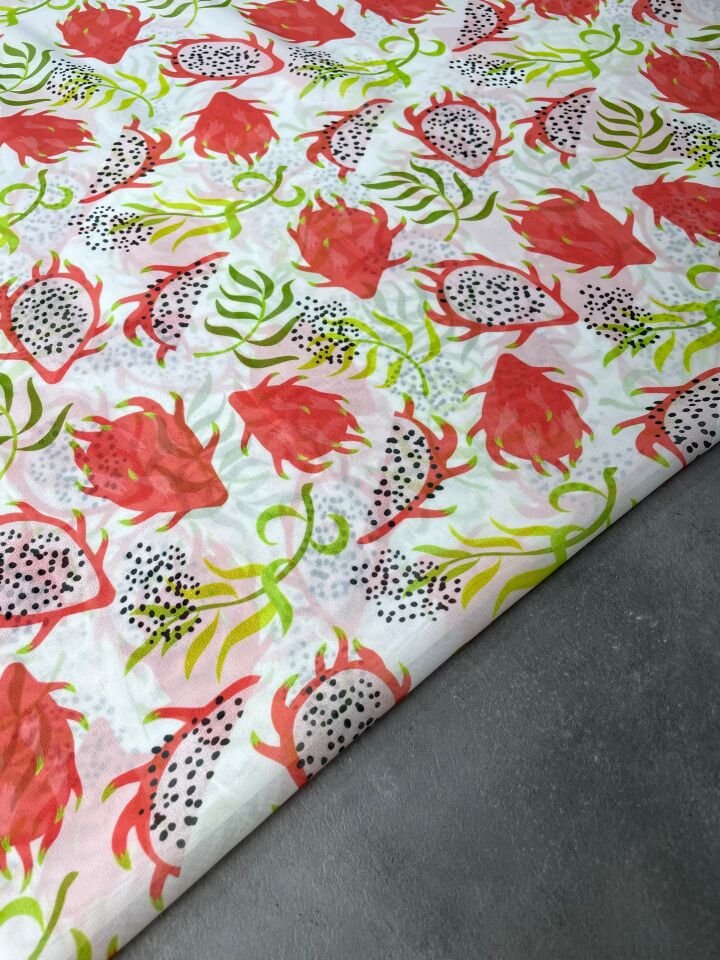 Ejder Meyvesi Desen Elbiselik Şifon Kumaş