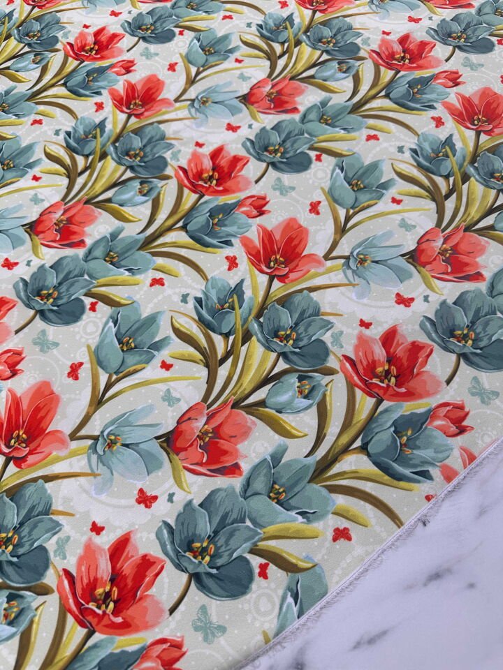 Desenli Krep Kumaş Elbise Etek Gömlek Şalvar