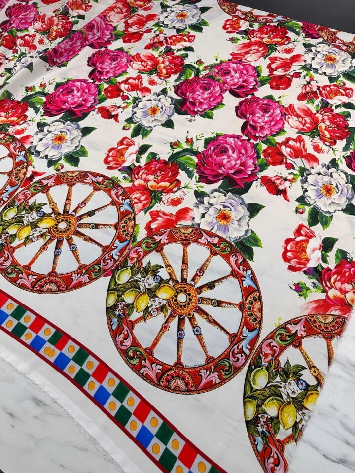 Desenli Krep Kumaş Elbise Etek Gömlek Şalvar