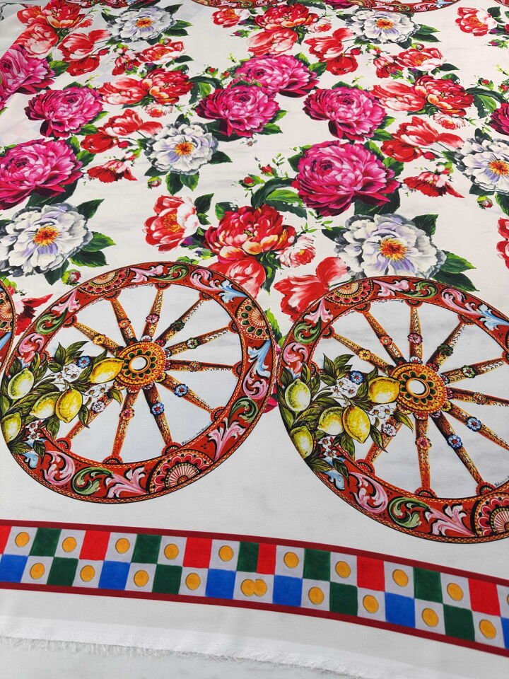 Desenli Krep Kumaş Elbise Etek Gömlek Şalvar