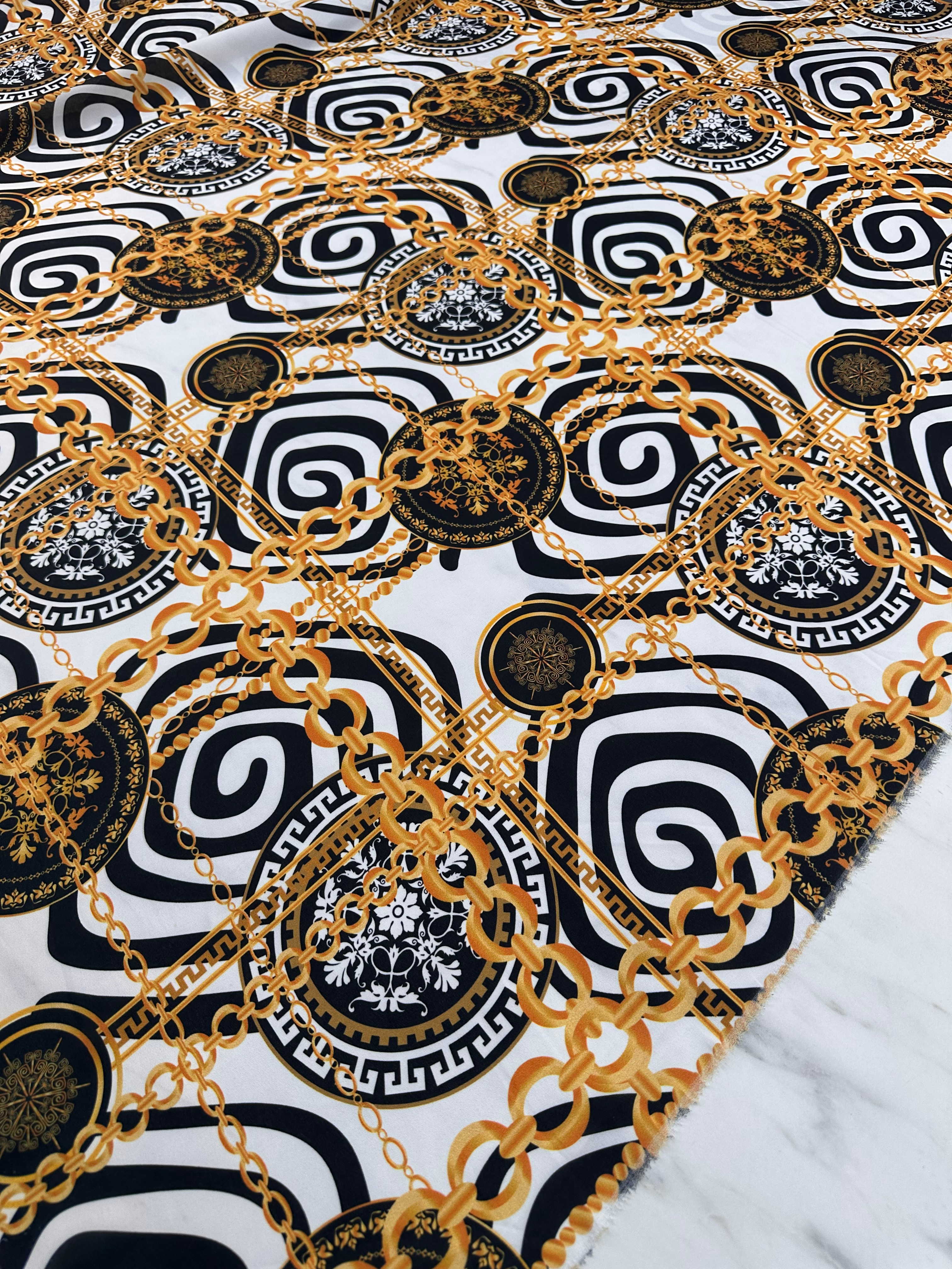 Desenlı Krep Kumaş Elbise Etek Gömlek Şalvar