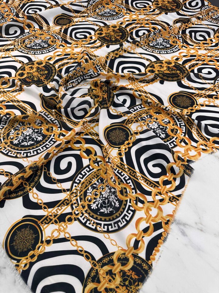 Desenlı Krep Kumaş Elbise Etek Gömlek Şalvar