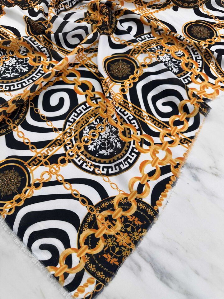 Desenlı Krep Kumaş Elbise Etek Gömlek Şalvar