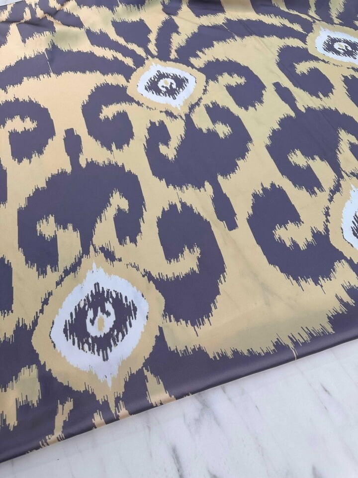 Desenli İpek Saten Elbise Etek Gömlek Şalvar