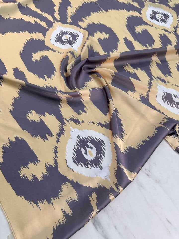 Desenli İpek Saten Elbise Etek Gömlek Şalvar