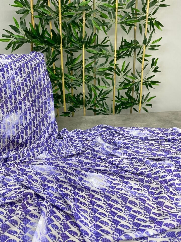 Lacivert Dr Desen Elbiselik Şifon Kumaş