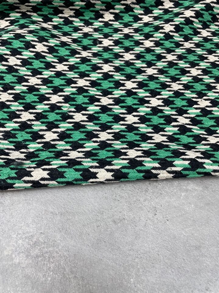 Siyah Yeşil Şanel Elbiselik Kumaş