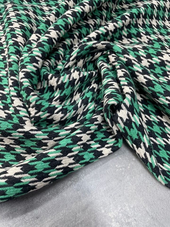 Siyah Yeşil Şanel Elbiselik Kumaş