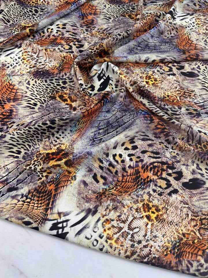 Desenli Krep Kumaş Elbise Etek Gömlek Şalvar