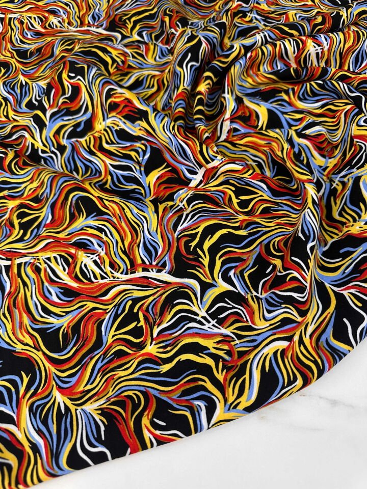 Desenli İpek Viskon Elbise Etek Gömlek Şalvar