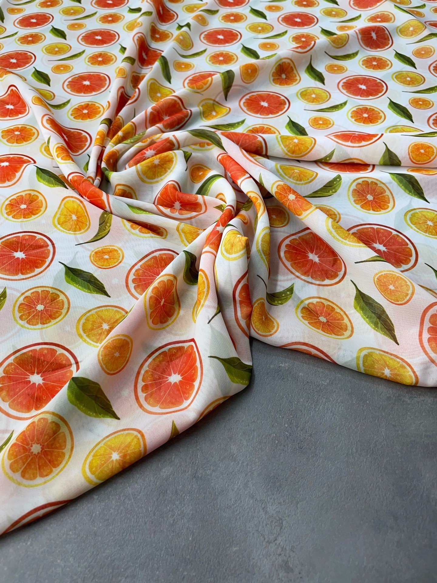 Portakal Desen Elbiselik Şifon Kumaş