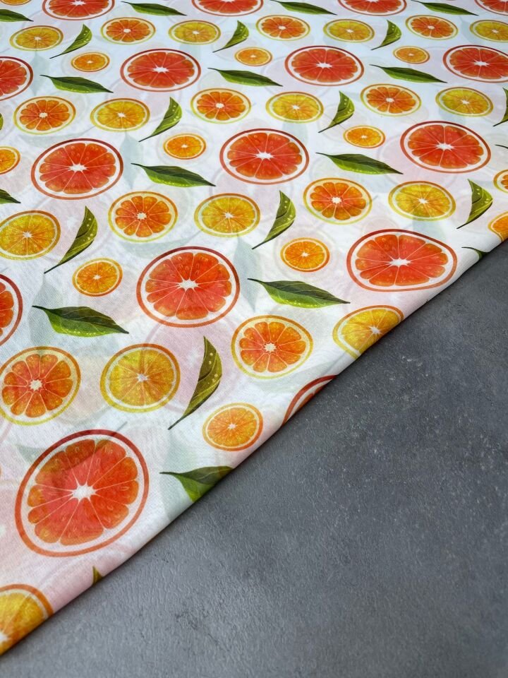 Portakal Desen Elbiselik Şifon Kumaş