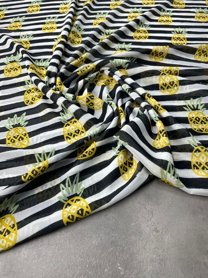 Ananas Desen Elbiselik Şifon Kumaş