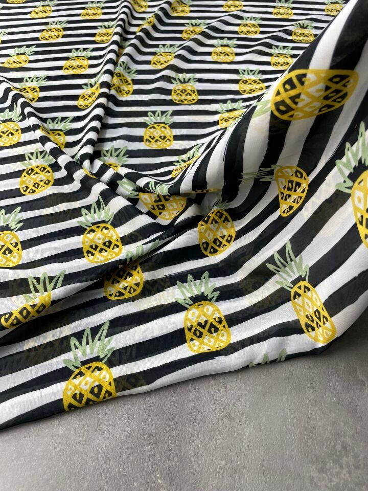 Ananas Desen Elbiselik Şifon Kumaş