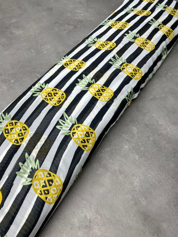 Ananas Desen Elbiselik Şifon Kumaş