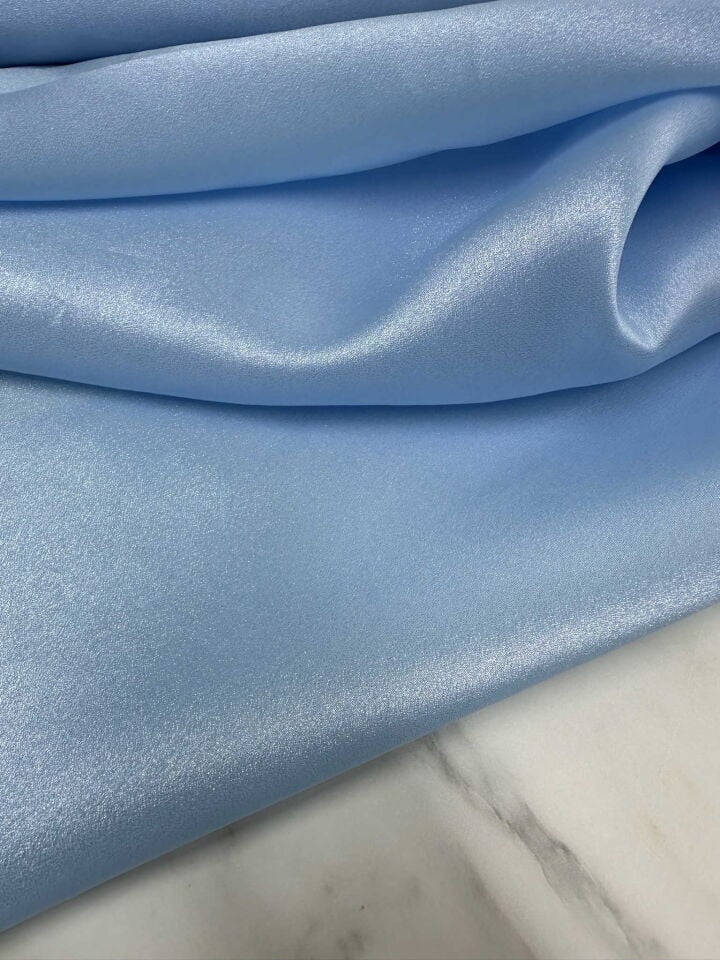 Bebe Mavi Saten Organize Elbise Etek Gömlek