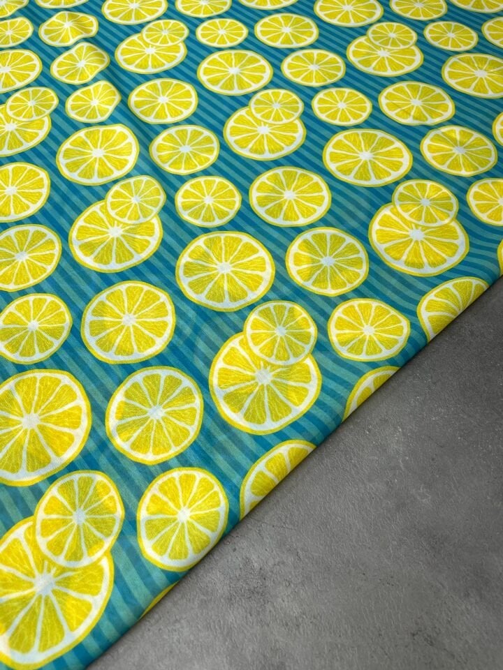 Limon Desen Elbiselik Şifon Kumaş