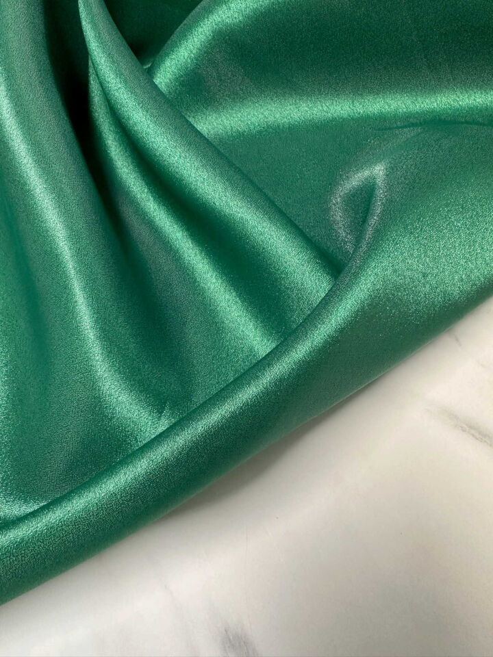 Yeşil Saten Organize Elbise Gömlek Etek