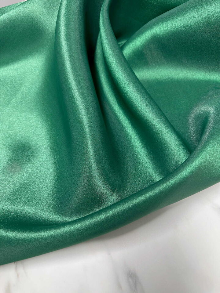 Yeşil Saten Organize Elbise Gömlek Etek