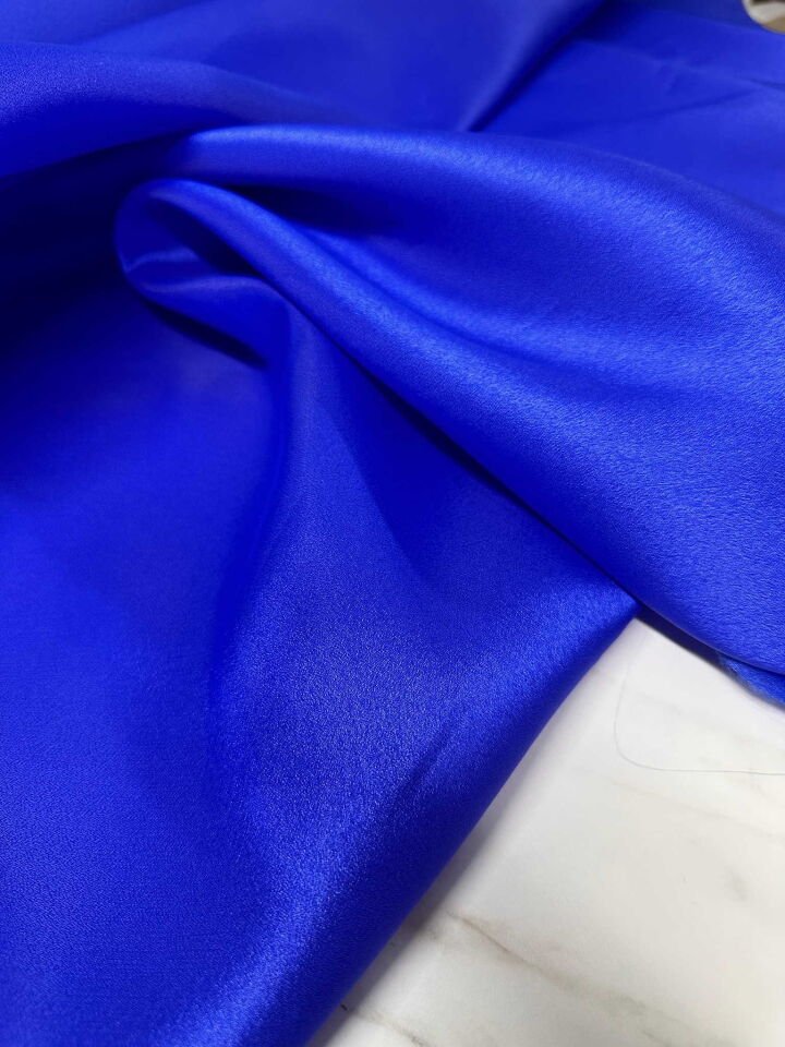 Saks Mavi Saten Organize Elbise Etek Gömlek