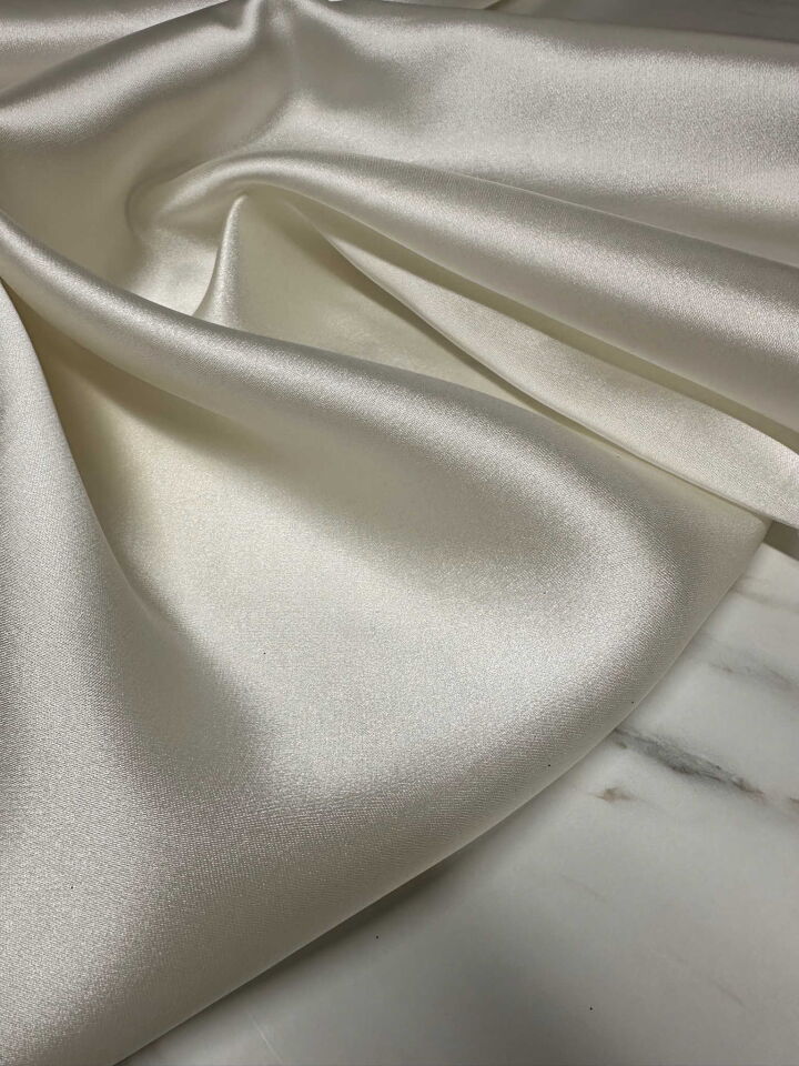 Ekru Saten Organize Elbise Etek Gömlek