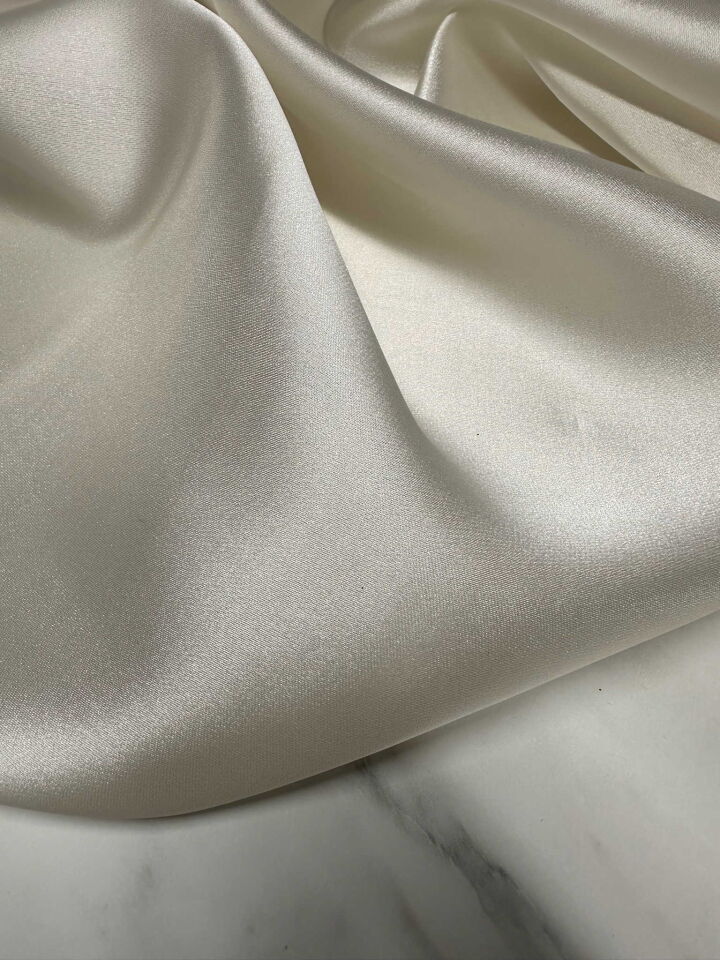 Ekru Saten Organize Elbise Etek Gömlek