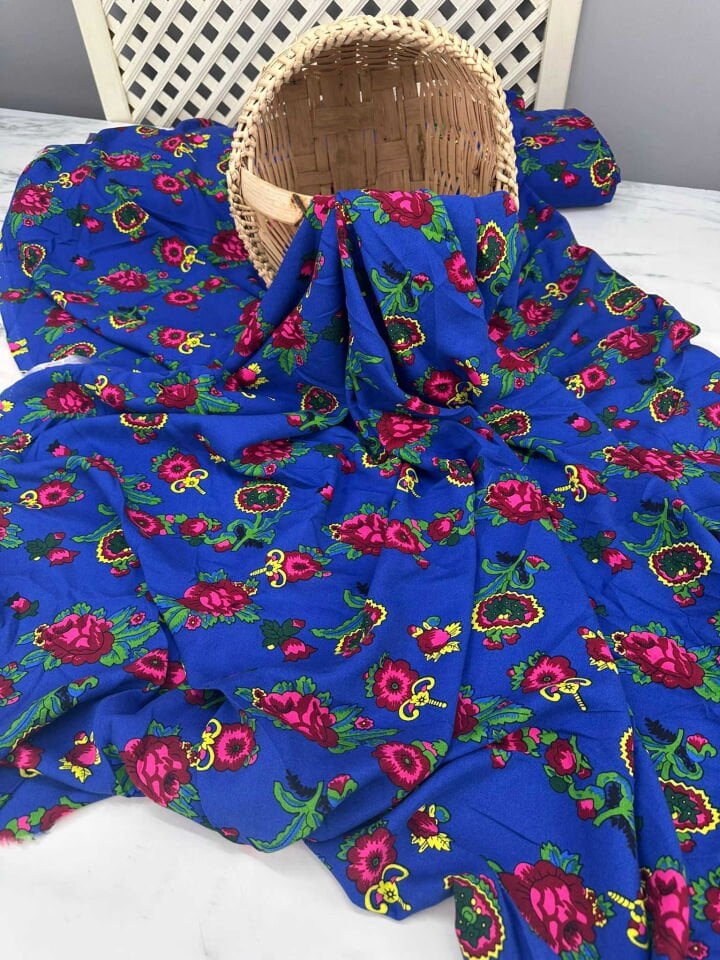 Desenli Viskon Kumaş Yumuşak Dökümlü İç Göstermez