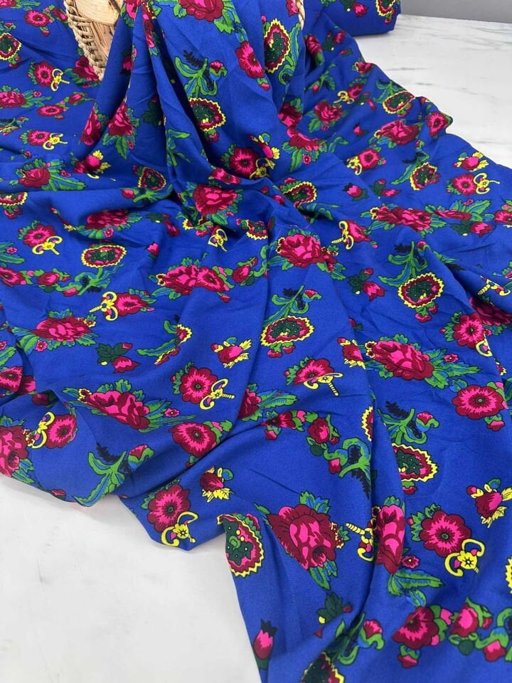 Desenli Viskon Kumaş Yumuşak Dökümlü İç Göstermez