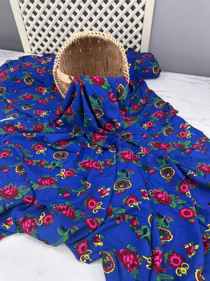 Desenli Viskon Kumaş Yumuşak Dökümlü İç Göstermez