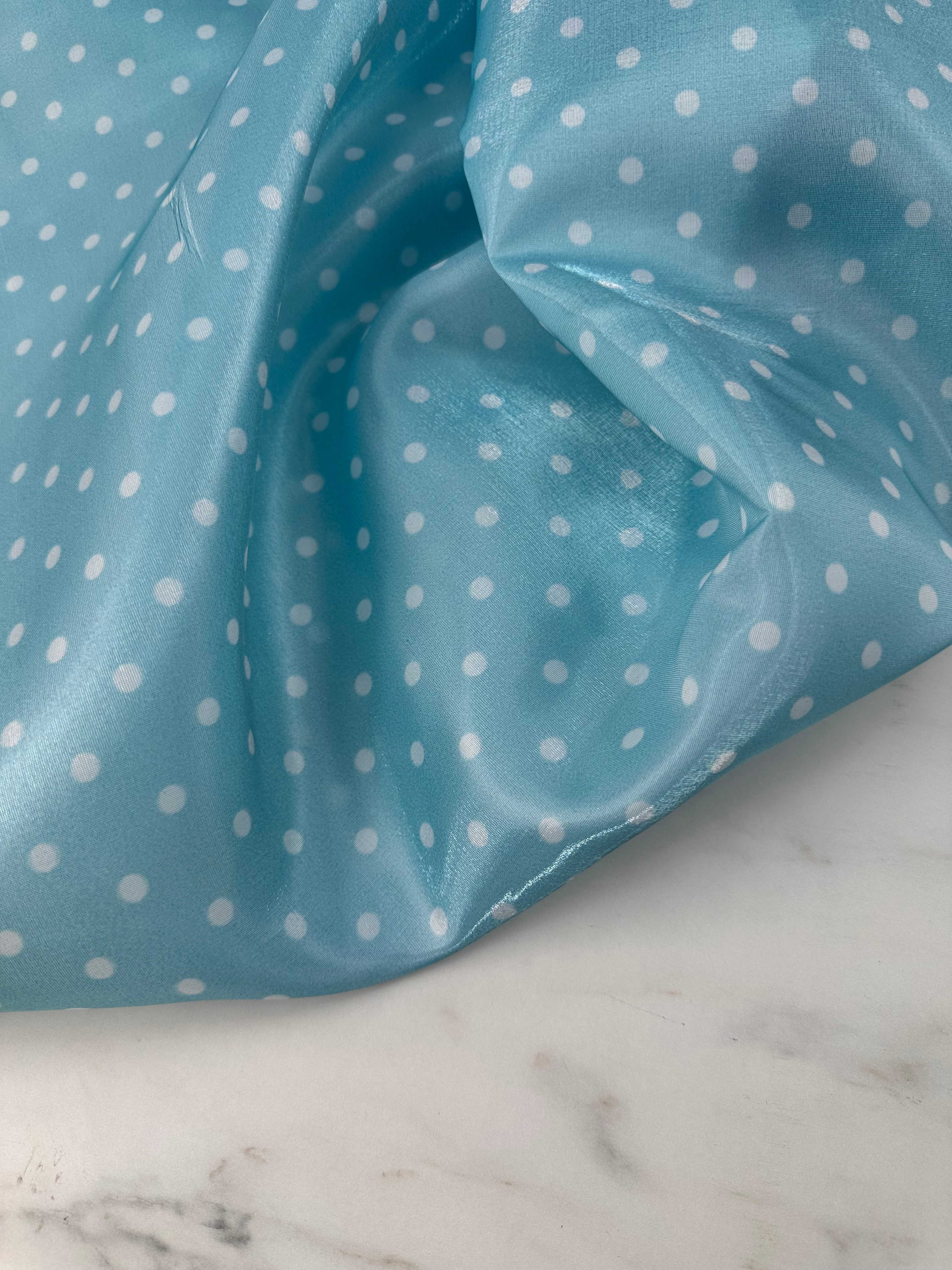 Mavi Puantiye Desen Orgabize Elbise Etek