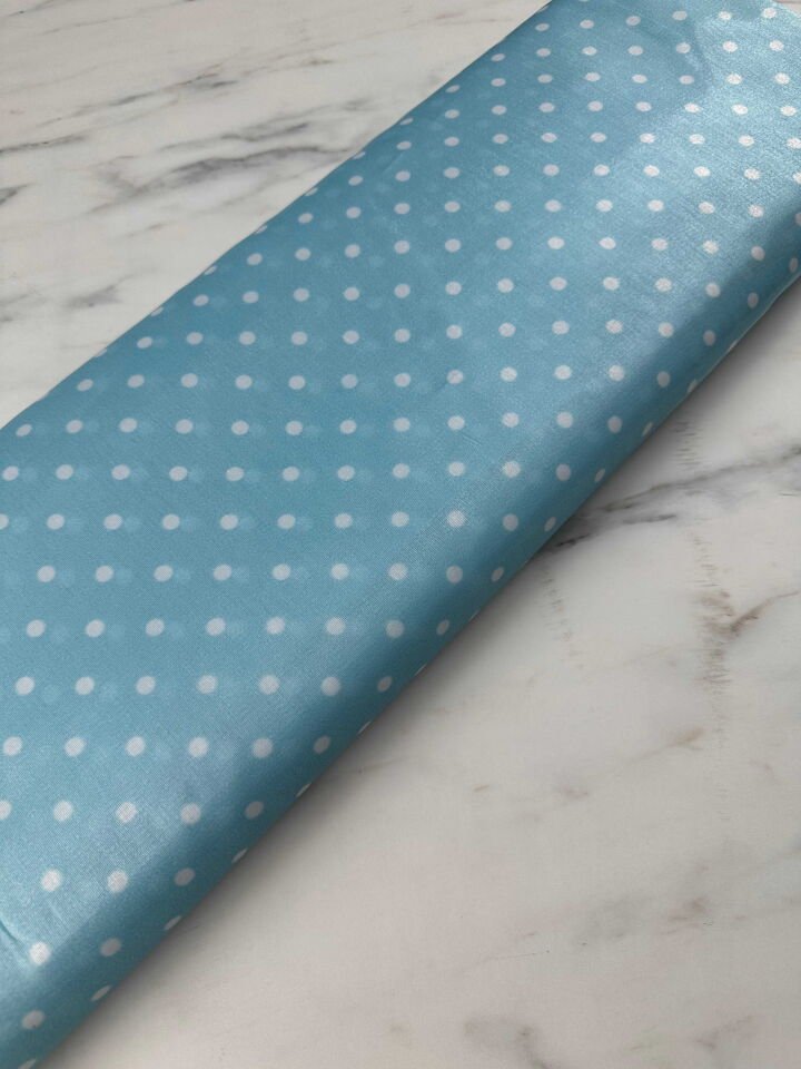 Mavi Puantiye Desen Orgabize Elbise Etek