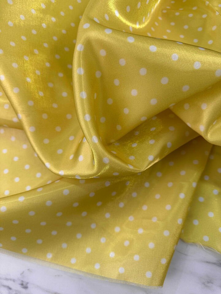 Sarı Puantiye Desen Organize Elbise Gömlek Etek