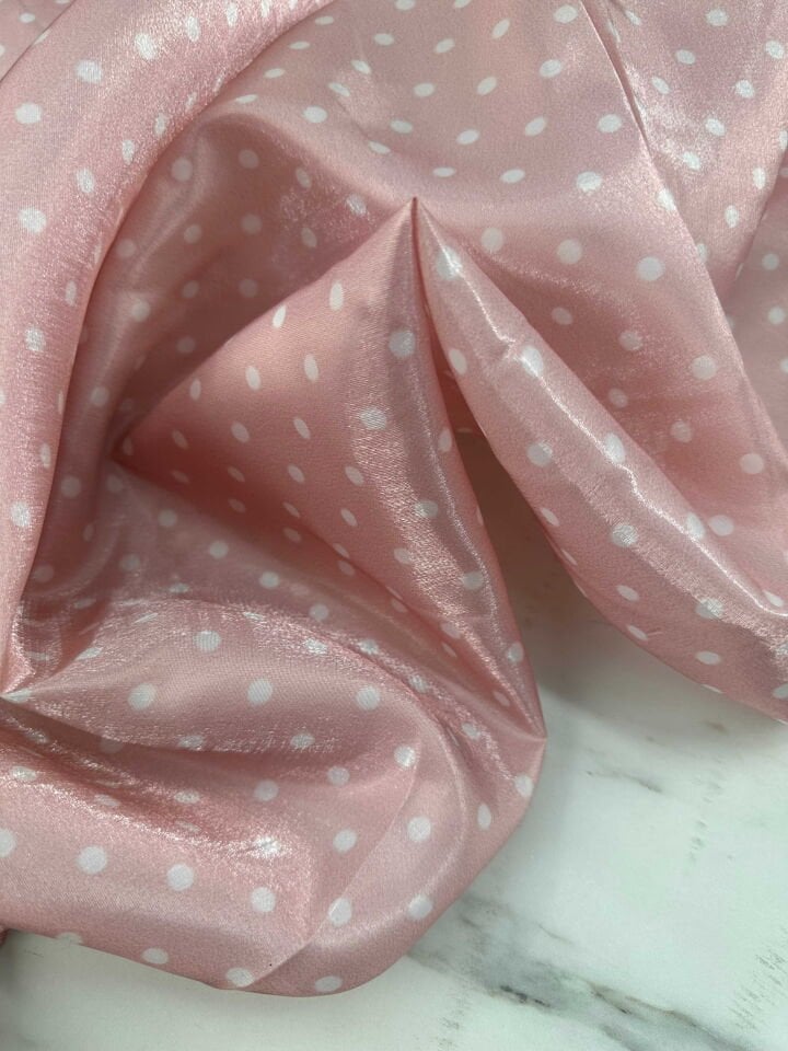 Pudra Puantiye Desen Organize Elbise Gömlek Etek