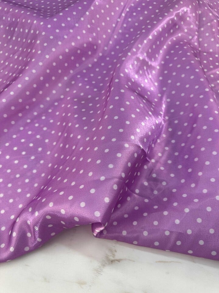 Lila Puantıye Desen Organize Elbise Etek Gömlek