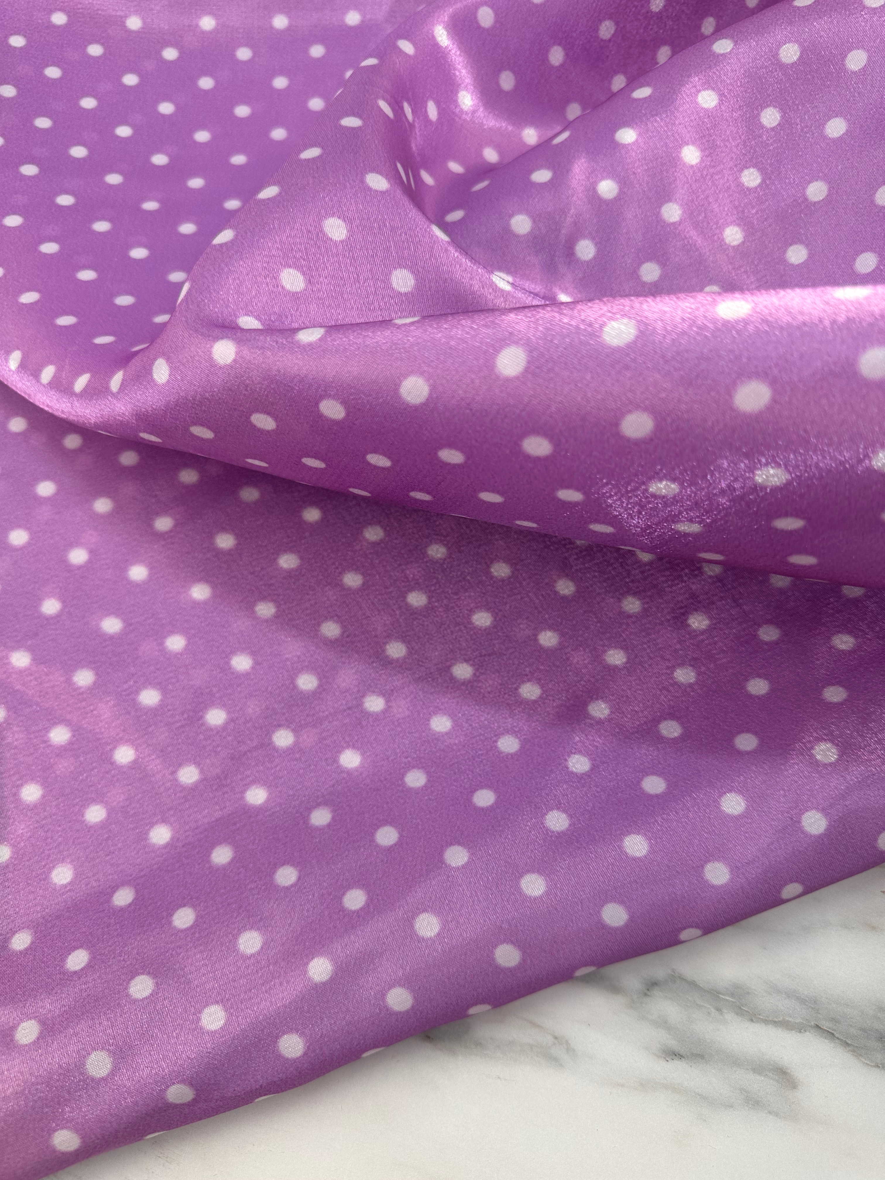 Lila Puantıye Desen Organize Elbise Etek Gömlek