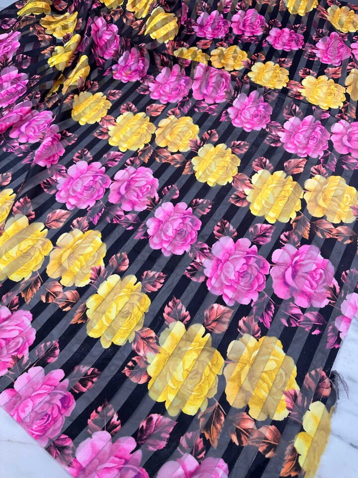 Kesme Çiçek Desen Organise Elbise Gömlek Etek