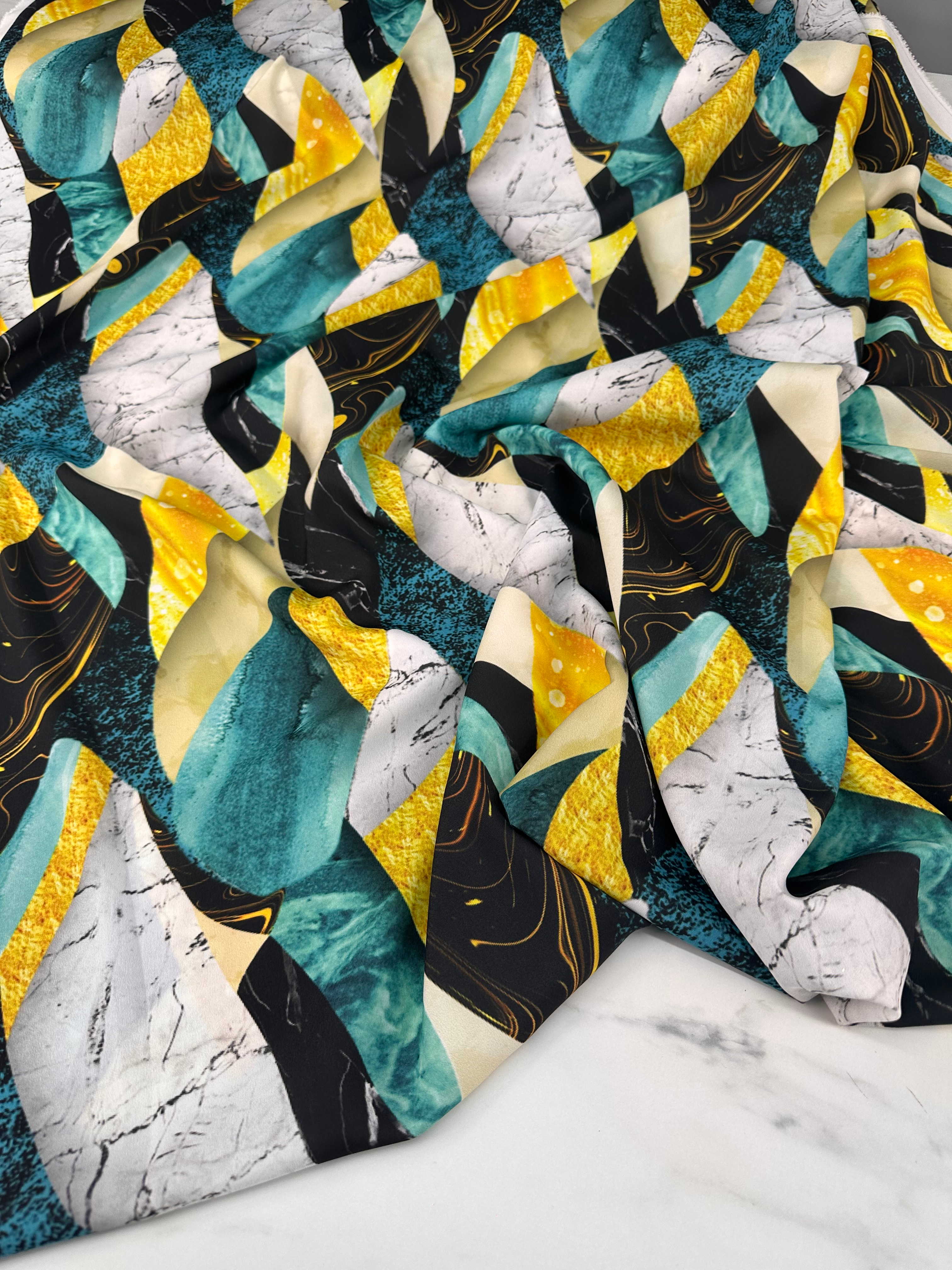 Desenli Krep Kumaş Elbise Etek Gömlek Şalvar