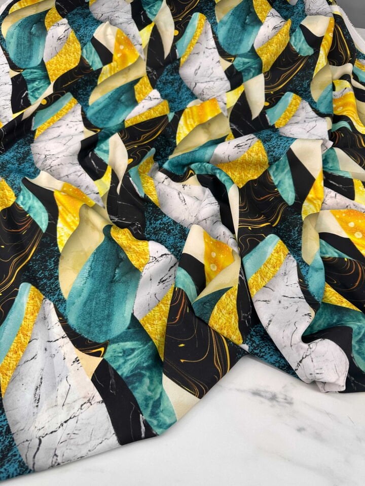 Desenli Krep Kumaş Elbise Etek Gömlek Şalvar